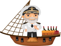 Captain Vino auf Boot Transparent